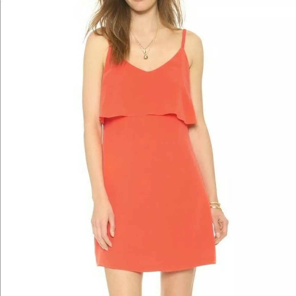 Joie parthena silk orange flounced ruffle dress